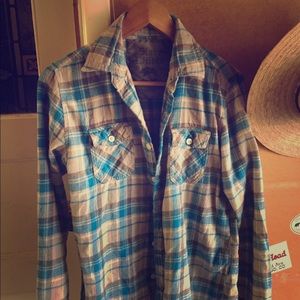 Blue and grey flannel shirt